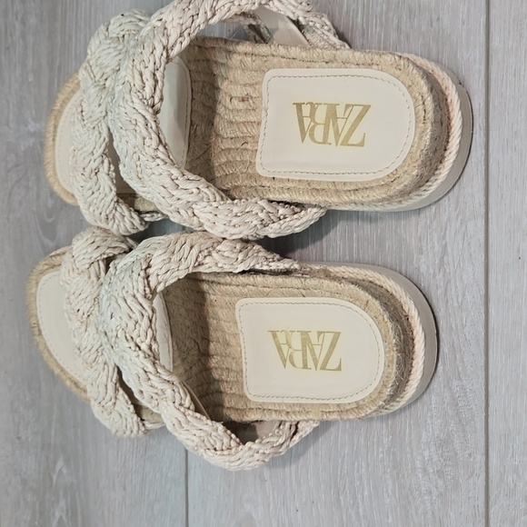 Zara Women Cream Sandals Design Boho Hobo Espadrille Shoes Sz 39/9 - Picture 5 of 11